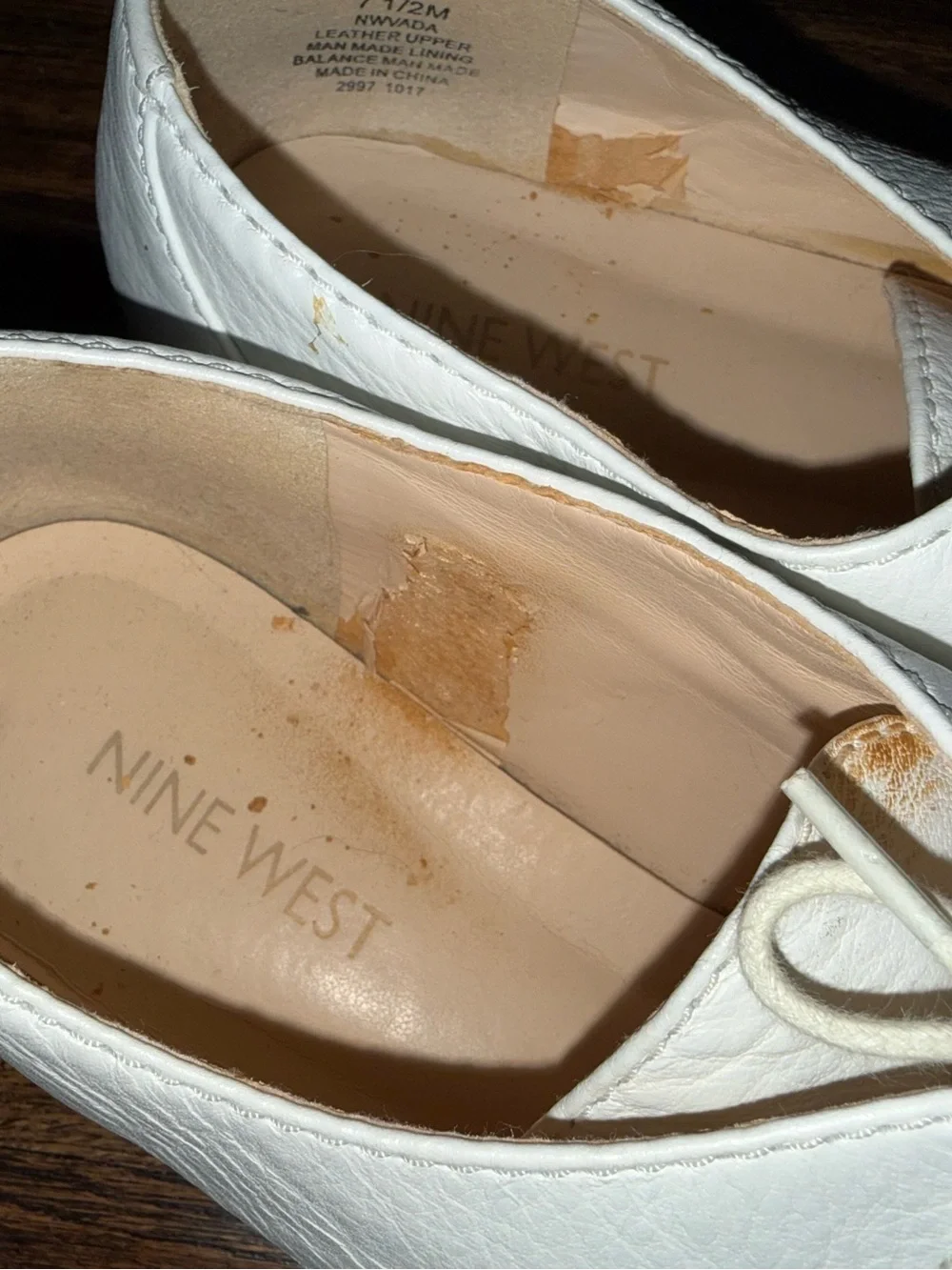 Nine West Women's 7.5 Barbieri White Leather Lace Up Platform Oxfords Shoes